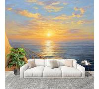 Fashion Home Decoration Wall Covering Mural 250x175cm Painted Dusk Sea Premium Art Print Decor Wallpaper Removable Blue 3D Non-Woven Wall Mural Photo Wallpaper