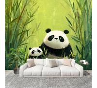Fashion Home Decoration Wall Covering Mural 300x210cm Hand Drawn Panda Bamboo Premium Art Print Decor Wallpaper Removable Green 3D Non-Woven Wall Mural Photo Wallpaper