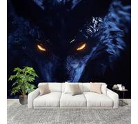 Fashion Home Decoration Wall Covering Mural 300x210cm Lone Wolf in The Dark Night Premium Art Print Decor Wallpaper Removable Blue 3D Non-Woven Wall Mural Photo Wallpaper