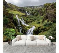 Fashion Home Decoration Wall Covering Mural 300x210cm Mountain and Waterfall Landscape Premium Art Print Decor Wallpaper Removable Green 3D Non-Woven Wall Mural Photo Wallpaper