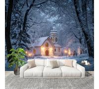 Fashion Home Decoration Wall Covering Mural 350x256cm Snowy Winter Cabin Premium Art Print Decor Wallpaper Removable Grey 3D Non-Woven Wall Mural Photo Wallpaper