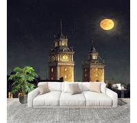 Fashion Home Decoration Wall Covering Mural 400x280cm Big Ben Night View Under The Starry Sky Premium Art Print Decor Wallpaper Removable Grey 3D Non-Woven Wall Mural Photo Wallpaper