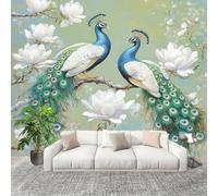 Fashion Home Decoration Wall Covering Mural 400x280cm Painted Peacock Pattern Premium Art Print Decor Wallpaper Removable Blue 3D Non-Woven Wall Mural Photo Wallpaper
