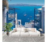 Fashion Home Decoration Wall Covering Mural 400x280cm Sea View Outside The Iron Gate Premium Art Print Decor Wallpaper Removable Blue 3D Non-Woven Wall Mural Photo Wallpaper