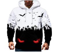 Fashion Hoodies For Men Men Halloween Costume Scary Scary Printed Jumpers Eyes Grave ! Unknowing Birds ~ Graphics Sweatshirts Festival Theme Pullover Drawstring Jumper Long Sleeve Pullovers