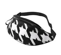 Fashion Houndstooth Black Bum Bag Fanny Pack for Men Women, Large Waist Pack with Zip Pockets Adjustable Waist Bag for Fitness Exercising Climbing Running Hiking Dog Walking Outdoor