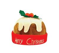 FASHION I LOVE Christmas Pudding Hat - Hat with Holly Berries - Warm Fleece Cap with Rolled Brim - Fancy Dress Xmas Party Hats for Adults and Teens (Christmas Pudding Hat With Holly)