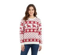FASHION I LOVE New Unisex Ladies Men Kids Christmas Jumper Reindeer Snowflakes Knitted Xmas Long Sweater Top Reindeer Snowflake Print Jumper for Women UK Novelty Pullover Sweater Girls Christmas Tops