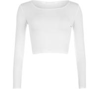 FASHION I LOVE Womens Crop Long Sleeve T Shirt Ladies Short Plain Basic Round Neck Shirts Top Ladies Long Sleeve Stretchy Crop Tops for Women, Slim Fit Cropped T Shirt Sizes 8-14 Cream
