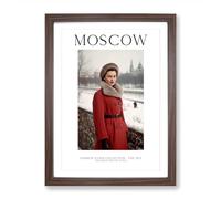 Fashion Icons Woman Colour Moscow Russia Framed Print for Living Room Bedroom Home Office, Wall Art Picture Ready to Hang, Walnut A2 (64 x 46 cm)