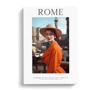 Fashion Icons Woman Colour Rome Italy Canvas Print for Living Room Bedroom Home Office Décor, Wall Art Picture Ready to Hang, 30x20 Inch (76x50 cm)