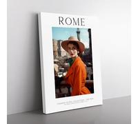 Fashion Icons Woman Colour Rome Italy Canvas Wall Art Print Ready to Hang, Framed Picture for Living Room Bedroom Home Office Décor, 76x50 cm (30x20 Inch)