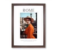 Fashion Icons Woman Colour Rome Italy Framed Print for Living Room Bedroom Home Office, Wall Art Picture Ready to Hang, Walnut A2 (64 x 46 cm)