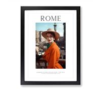 Fashion Icons Woman Colour Rome Italy Framed Print for Living Room Bedroom Home Office, Wall Art Picture Ready to Hang, Black A2 (64 x 46 cm)