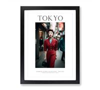 Fashion Icons Woman Colour Tokyo Japan Framed Print for Living Room Bedroom Home Office, Wall Art Picture Ready to Hang, Black A2 (64 x 46 cm)