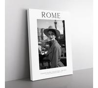 Fashion Icons Woman Rome Italy Canvas Wall Art Print Ready to Hang, Framed Picture for Living Room Bedroom Home Office Décor, 76x50 cm (30x20 Inch)