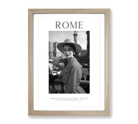 Fashion Icons Woman Rome Italy Framed Print for Living Room Bedroom Home Office, Wall Art Picture Ready to Hang, Oak A2 (64 x 46 cm)