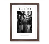 Fashion Icons Woman Tokyo Japan Framed Print for Living Room Bedroom Home Office, Wall Art Picture Ready to Hang, Walnut A2 (64 x 46 cm)