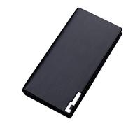 Fashion ID Long Wallet Solid Color Men Open Purse Multiple Card Slots Clutch Bag Western Leather Wallet (B, One Size)