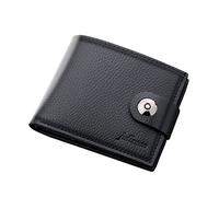 Fashion ID Short Wallet Solid Color Hasp Men Open Purse Multiple Card Slots Clutch Bag Mindful Wallet Men (Black, One Size)