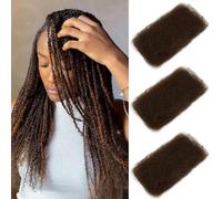 FASHION IDOL Afro Kinkys Bulk Human Hair for Dreadlock Extensions 16 Inches 3 Packs 150 Gram Medium Brown Loc Repair Afro Kinky Braiding Human Hair for Locs 5.3 Oz