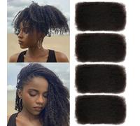 FASHION IDOL Afro Kinkys Bulk Human Hair for Dreadlock Extensions 20 Inches 4 Packs 200 Gram Natural Black Loc Repair Afro Kinky Braiding Human Hair for Locs 7.1 Oz