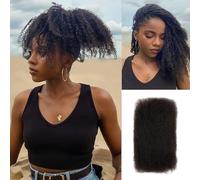 FASHION IDOL Afro Kinkys Bulk Real Hair for Dreadlock Extensions 10 inches 1 Pack 50 Grams Natural Black Loc Repair Afro Kinky Braid Real Hair for Locs 1.8 Oz (NATURAL BLACK, Pro 16 Inches)