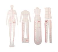 Fashion Illustration Ruler for Sewing Design Template,Tailoring Tools for Clothing Proportion Drawing,Transparent Plastic Figure Template for Designers and Pattern Makers,4/5 Pcs(B)