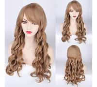 Fashion ita Long Wavy Blonde Brown Cosplay Wig With Bangs Synthetic Hair Halloween Costume Party Play Wigs For Women OneSize lightbrown