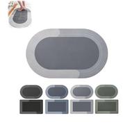 FASHION ITEM The Magic Mat Blank Version,Modernized Magic Mat Bathroom,Absorbent Non Slip Quick Dry Bath Mat Rug (Gray Oval)