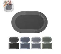 FASHION ITEM The Magic Mat Blank Version,Modernized Magic Mat Bathroom,Absorbent Non Slip Quick Dry Bath Mat Rug (Dark Gray Oval)