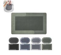 FASHION ITEM The Magic Mat Blank Version,Modernized Magic Mat Bathroom,Absorbent Non Slip Quick Dry Bath Mat Rug (Green Rectangle)