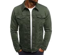 Fashion Jean Jacket for Men Classic Slim Fit Lapel Denim Jackets Casual Washed Button Down Trucker jean Coat (Armygreen,M)