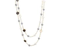 Fashion jewellery designer camellia and pearl Long collarbone necklace for women imitation pearl necklace gift