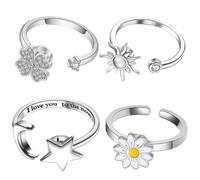 Fashion Jewelry 4 Pieces Women Spinner Ring