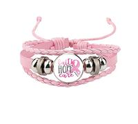 Fashion Jewelry Breast Cancer Awareness Cute Care Around The Breast Accessories Handmade Leather Bracelet Women Surplus Watch (D, One Size)