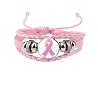 Fashion Jewelry Breast Cancer Awareness Cute Care Around The Breast Accessories Handmade Leather Bracelet Women Surplus Watch (F, One Size)