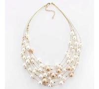 Fashion Jewelry Golden Color Multi Layer Chains Pearl Necklaces For Women Party Wedding Bride Necklace