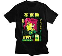 Fashion JoJo's Bizarre Adventure T Shirt Men Noriaki Kakyoin T-Shirt Japan Anime Manga Casual Tee Cotton Top Black M