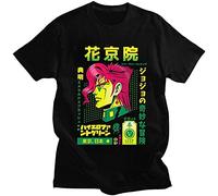 Fashion Jojos Bizarre Adventure T Shirt Men Short Sleeve Noriaki Kakyoin T-Shirt Japan Anime Manga Casual Tee Cotton Harajuku Top_Black Size XL