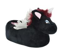 Fashion Junction Ladies Womens Novelty Plush House Slippers - Warm Cosy Indoor - Llama - Grey Sloth - Black Unicorn (Black Unicorn, UK Footwear Size System, Adult, Women, Alpha, Medium, Small)