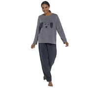 Fashion Junction Ladies/Womens Soft Jersey Cotton Rich Pyjamas Loungewear Pjs Pajamas Hedgehog Sloth Cockapoo Dog Koala Sleepwear Nightwear (Grey Cockapoo Fleece Set - 100% Polyester, XL)