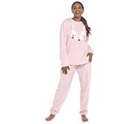 Fashion Junction Ladies/Womens Soft Jersey Cotton Rich Pyjamas Loungewear Pjs Pajamas Hedgehog Sloth Cockapoo Dog Koala Sleepwear Nightwear (Pink Fox Fleece Set - 100% Polyester, XL)