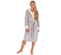 Fashion Junction Womens/Ladies Soft Cosy Warm Winter Hooded Dressing Gown/Robe ~ Fleece & Towelling ~ Zip & Tie (Grey - Shimmer Fleece, XL = UK 20-22 / EU 48-50)