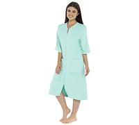 Fashion Junction Womens/Ladies Soft Cosy Warm Winter Hooded Dressing Gown/Robe ~ Fleece & Towelling ~ Zip & Tie (Mint - Zip Front Towelling, XL = UK 20-22 / EU 48-50)