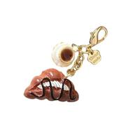 Fashion Keychain Coffee Cup and Bread Coin Purse Charm Accessories Portable Resin Bag Decoration for Women, as described