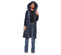 Fashion Knot Ladies Padded Gilet Longline Hooded Jacket Quilted Winter Wear Long Hooded Side Split Puffer Long Body-Warmer Coat Size 8-18