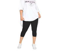 Fashion Knot Ladies Plain Stretchy Viscose 3/4 Length Cropped Leggings Pants Size 8-30 Black