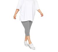 Fashion Knot Ladies Plain Stretchy Viscose 3/4 Length Cropped Leggings Pants Size 8-30 Light Grey