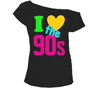 Fashion Knot Womens I Love The 80s 90s T Shirt Short Sleeves Retro Fancy Dress Parties Tees Top UK 8-20 (M/L 12-14, Tshirt Heart 90s Black)
